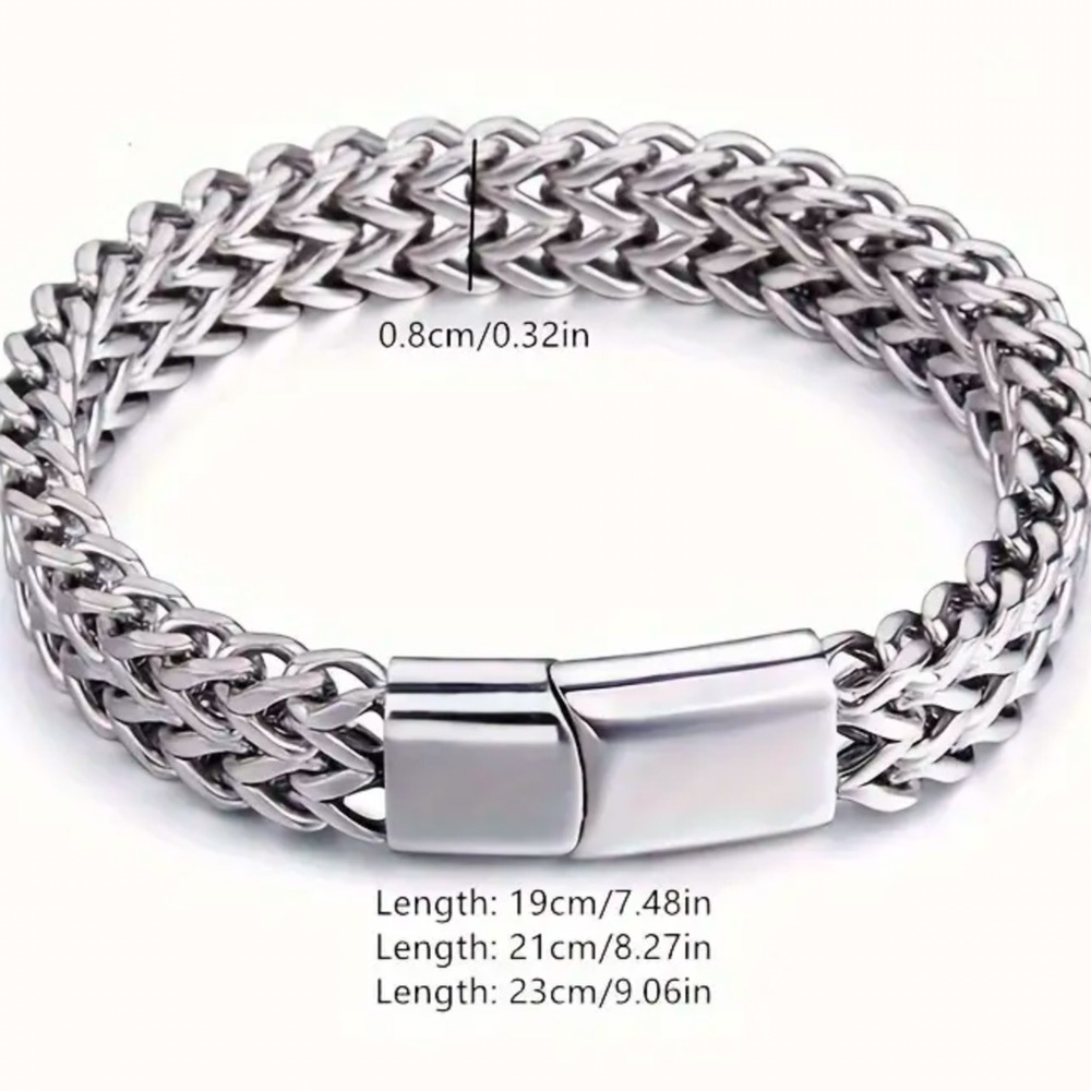 Men’s Double Layer Silver Stainless Steel Bracelet! - Picture 4 of 8